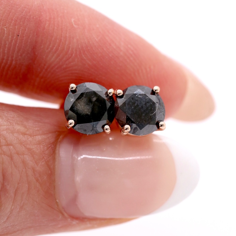 2.42 Carat Black Diamonds Rose Gold Earrings
